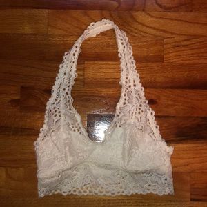 Aerie halter bralette white lace xsmall